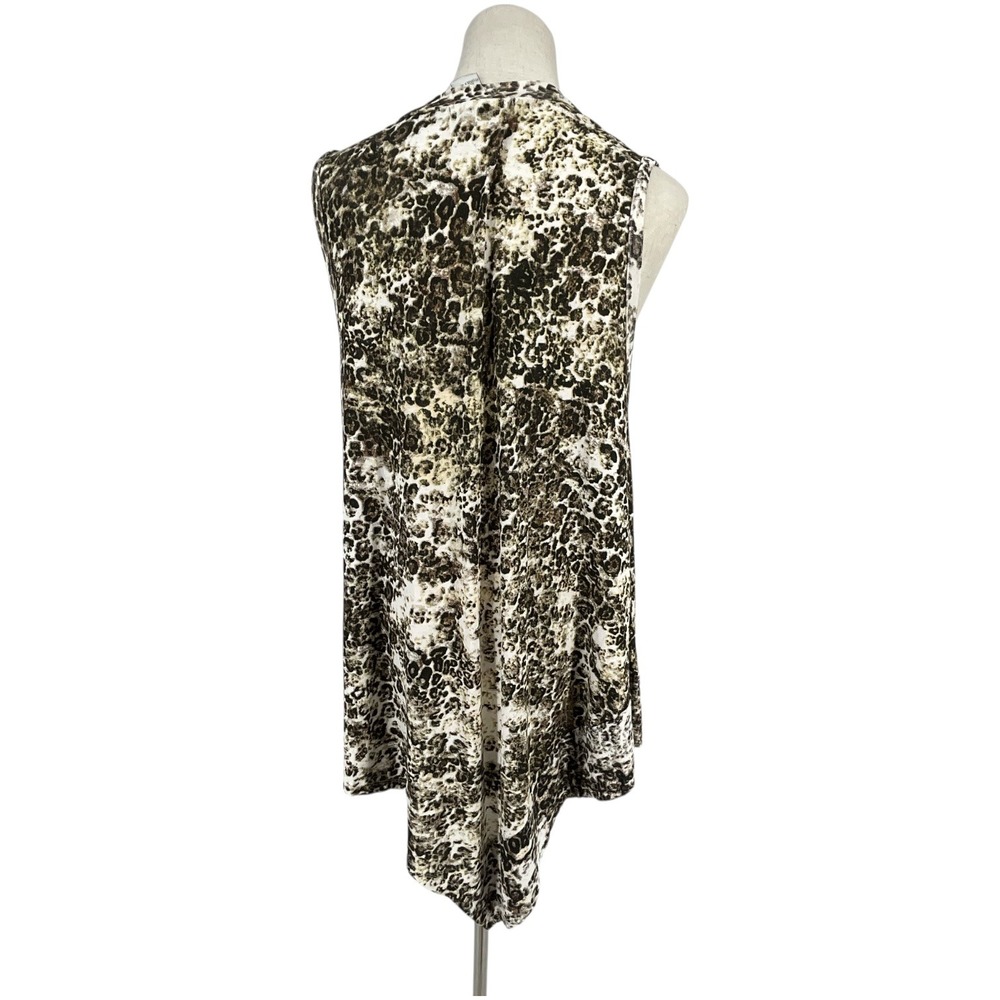 ALBERTO MAKALI Sleeveless V Neck Asymmetrical‎ Embellished Leopard Tunic Top XL - Picture 7 of 11
